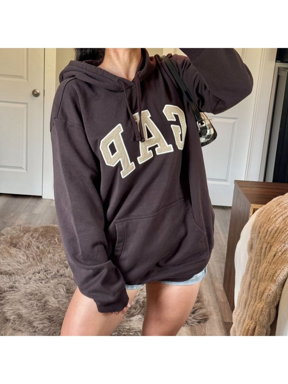 Vintage GAP Brown Hoodie Embroidered Logo XXL Travis Scott Kanye Y2K Style